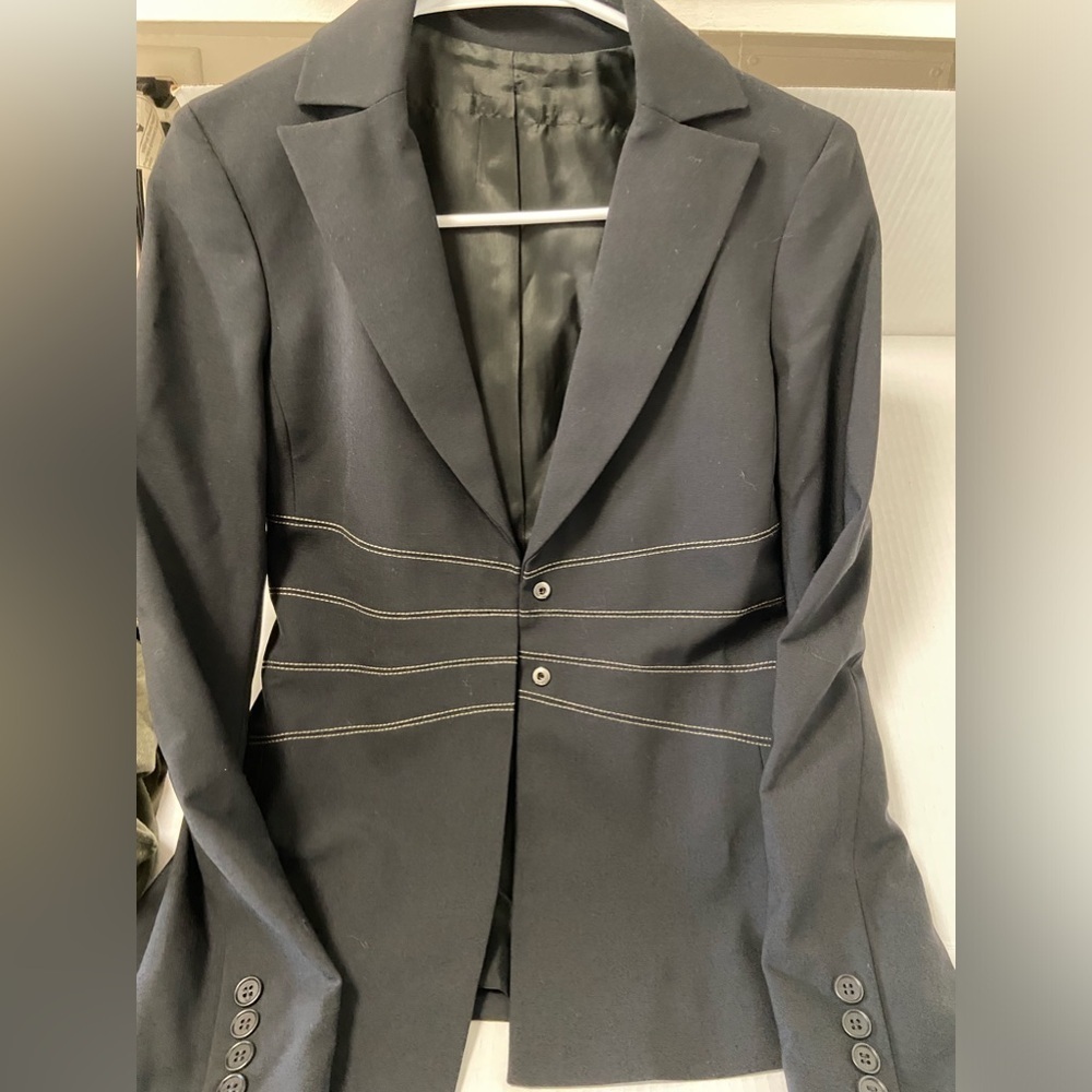 BCBG Black Blazer with Contrast Stitching Detail
